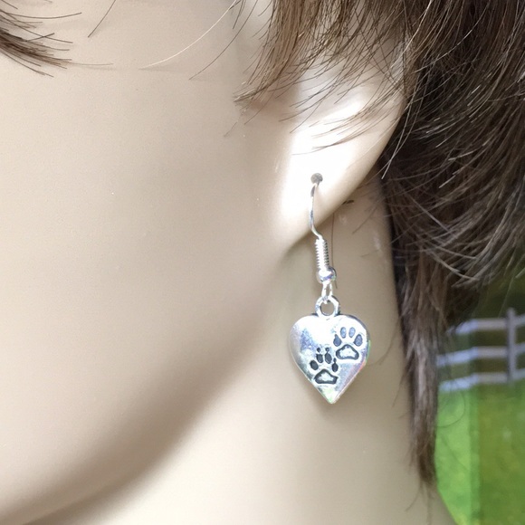 Paw Print Heart Earrings - Picture 9 of 12
